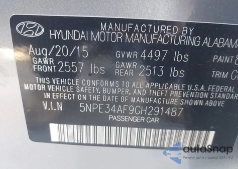 2016 Hyundai Sonata Limited из США, поврежденный, VIN 5NPE34AF9GH291487